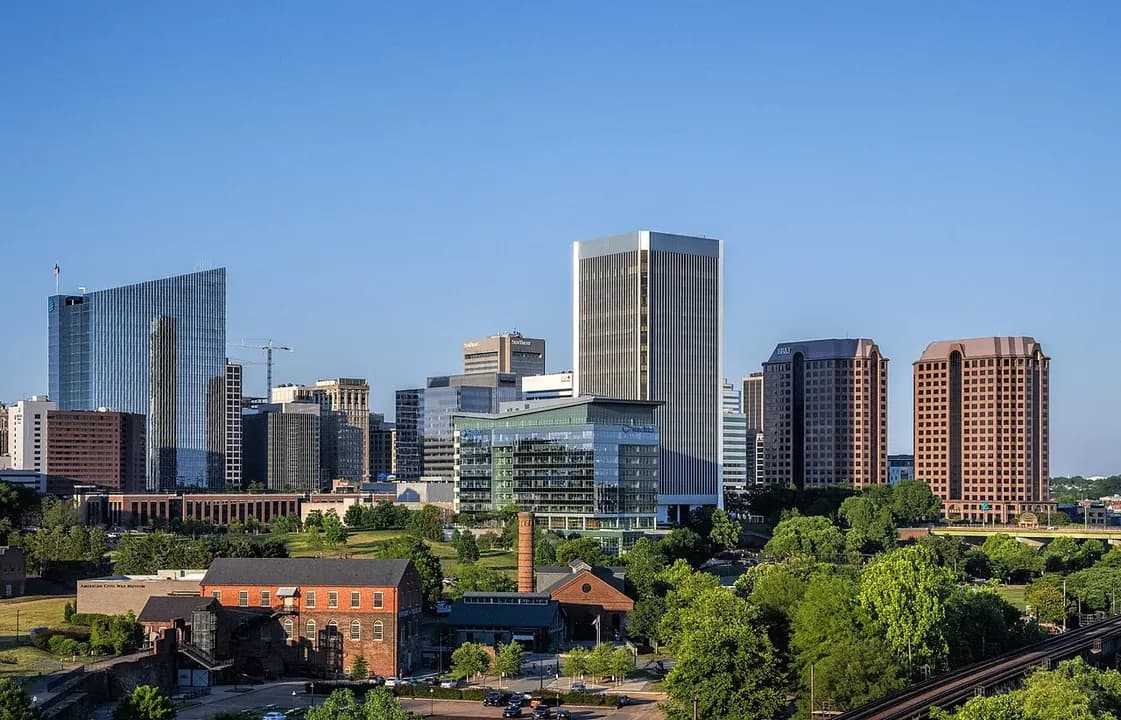 Richmond cityscape and surrounding landscape